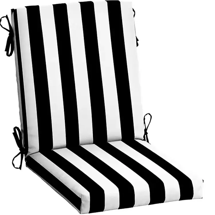 Kirklands Home Outdoor Cushions & Pillows|Stripe Luxe Outdoor Dining Chair Cushion Black