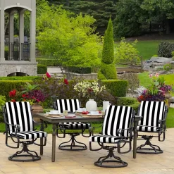 Kirklands Home Outdoor Cushions & Pillows|Stripe Luxe Outdoor Dining Chair Cushion Black
