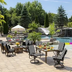 Kirklands Home Outdoor Cushions & Pillows|Stripe Luxe Outdoor Dining Chair Cushion Black