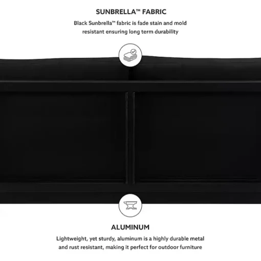 Kirklands Home Outdoor Seating|Sunbrella Cushions Holland Outdoor Loveseat Black