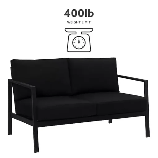 Kirklands Home Outdoor Seating|Sunbrella Cushions Holland Outdoor Loveseat Black