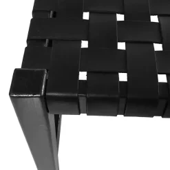 Kirklands Home Benches & Ottomans|Teak Wood and Leather Bench Black