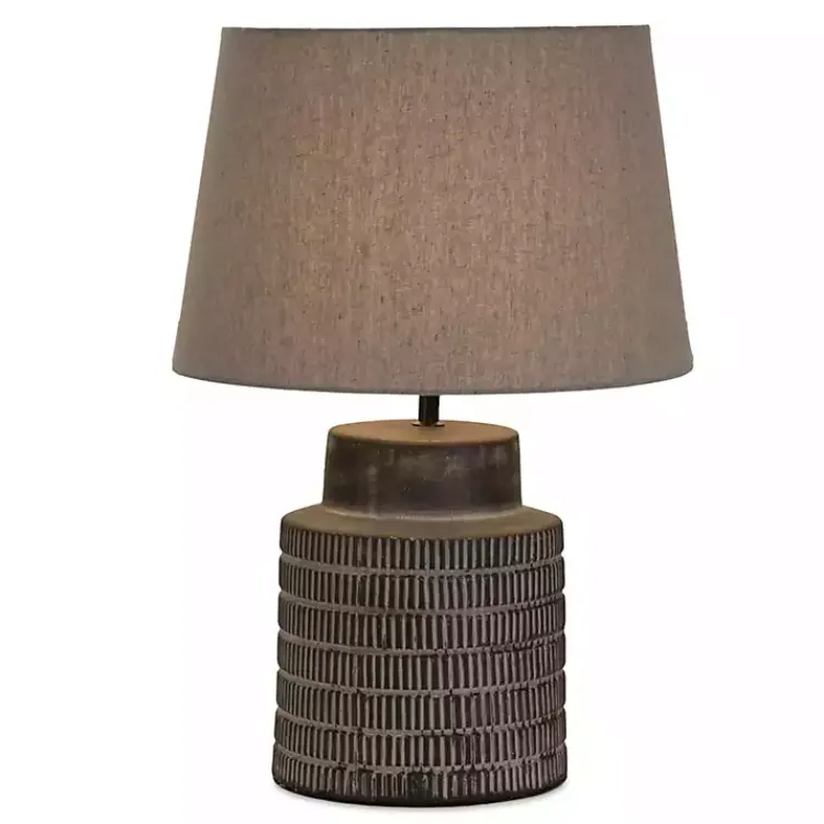 Kirklands Home Table Lamps|Black Terracotta Dash Pattern Table Lamp Gray