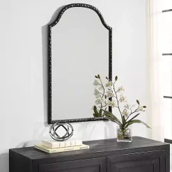 Kirklands Home Decorative Mirrors|Black Textured Arch Wall Mirror