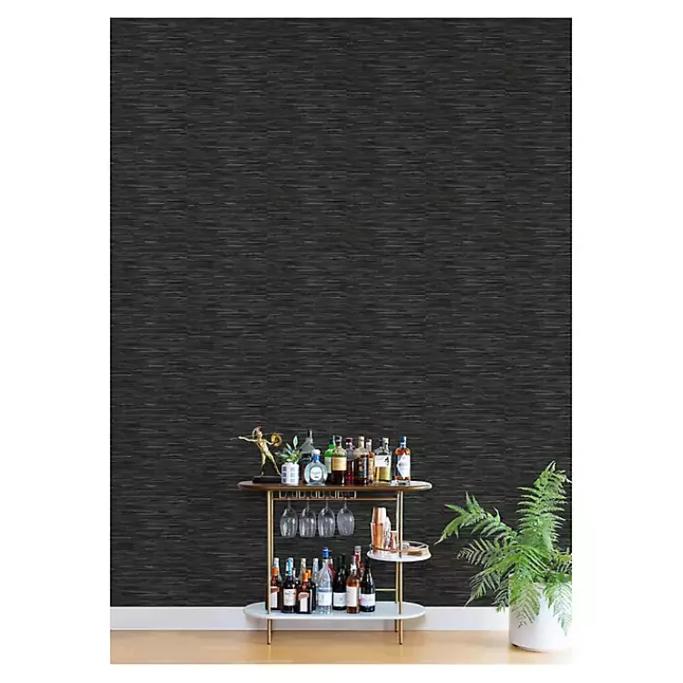 Kirklands Home Wall Murals & Wallpaper|Textured Grassweave Peel & Stick Wallpaper Black