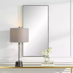 Kirklands Home Decorative Mirrors|Black Thin Frame Rectangle Wall Mirror