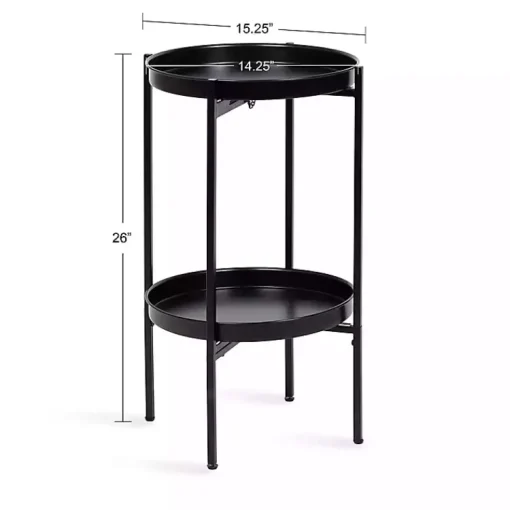 Kirklands Home Accent & End Tables|2-Tier Foldable Cienna Accent Table Black