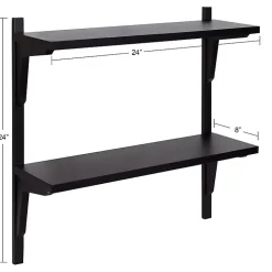 Kirklands Home Shelves|Traditional Two-Tiered Wall Shelf Black