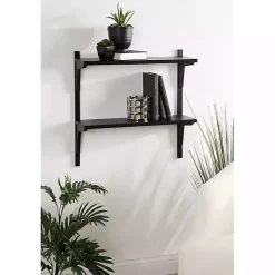 Kirklands Home Shelves|Traditional Two-Tiered Wall Shelf Black
