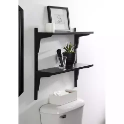 Kirklands Home Shelves|Traditional Two-Tiered Wall Shelf Black