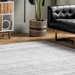 Kirklands Home Area Rugs|Black Tribal Geometric Washable Area Rug, 6x9