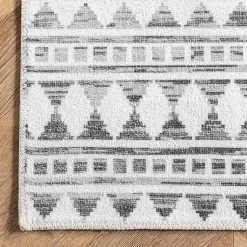 Kirklands Home Area Rugs|Black Tribal Geometric Washable Area Rug, 5x8