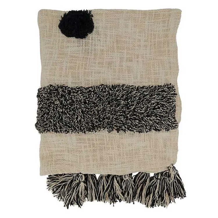 Online Black Tufted Dot Throw Blanket Blankets & Throws