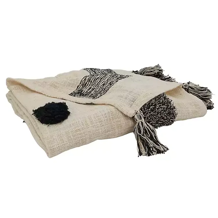 Online Black Tufted Dot Throw Blanket Blankets & Throws