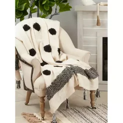 Online Black Tufted Dot Throw Blanket Blankets & Throws
