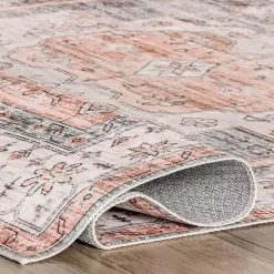 Kirklands Home Area Rugs|Black Vintage Motif Washable Area Rug, 5x8