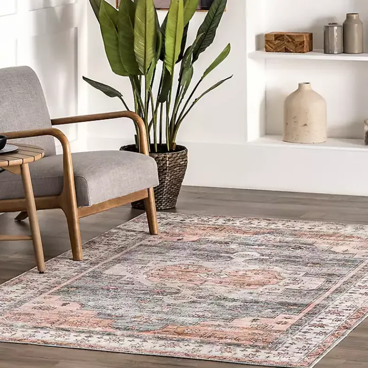 Kirklands Home Area Rugs|Black Vintage Motif Washable Area Rug, 8x10