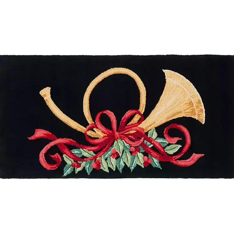 New Black Vintage Poster Hooked Accent Rug, 2x4 Christmas Decorations