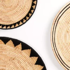 Kirklands Home Wall Plaques|Black Water Hyacinth Basket Wall Plaques, Set of 3