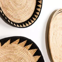 Kirklands Home Wall Plaques|Black Water Hyacinth Basket Wall Plaques, Set of 3