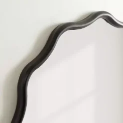 Kirklands Home Decorative Mirrors|Wavy Scallop Round Wall Mirror Black