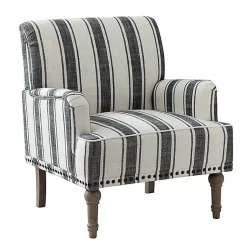 Kirklands Home Accent Chairs|Black White Stripe Upholstered Accent Chair