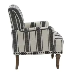 Kirklands Home Accent Chairs|Black White Stripe Upholstered Accent Chair