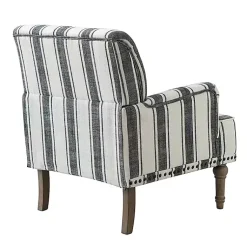Kirklands Home Accent Chairs|Black White Stripe Upholstered Accent Chair