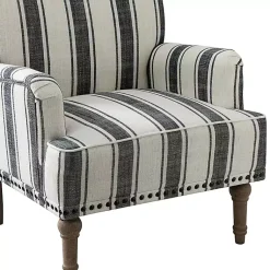 Kirklands Home Accent Chairs|Black White Stripe Upholstered Accent Chair