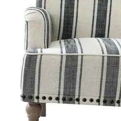 Kirklands Home Accent Chairs|Black White Stripe Upholstered Accent Chair