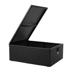 Kirklands Home Outdoor Seating|Black Wicker Chaises with Ottoman, Set of 2