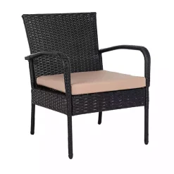 Kirklands Home Outdoor Sets|Wicker 3-pc. Patio Set with Beige Cushions Black
