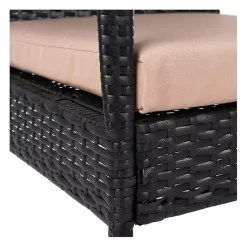 Kirklands Home Outdoor Sets|Wicker 3-pc. Patio Set with Beige Cushions Black