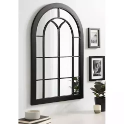 Kirklands Home Decorative Mirrors|Windowpane Arch Geoffrey Mirror Black