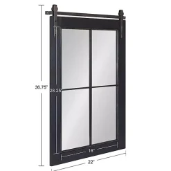 Kirklands Home Decorative Mirrors|Windowpane Kates Mirror, 23x36 in. Black