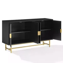 Kirklands Home Cabinets & Sideboards|Wood & Gold Metal Sideboard Black
