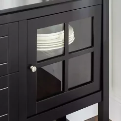 Kirklands Home Cabinets & Sideboards|Wood and Glass Buffet Cabinet Black