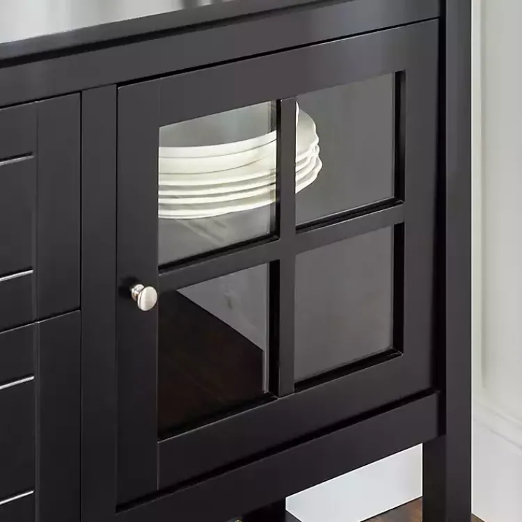 Kirklands Home Cabinets & Sideboards|Wood and Glass Buffet Cabinet Black