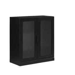 Kirklands Home Cabinets & Sideboards|Black Wood and Glass Stackable Storage Cabinet
