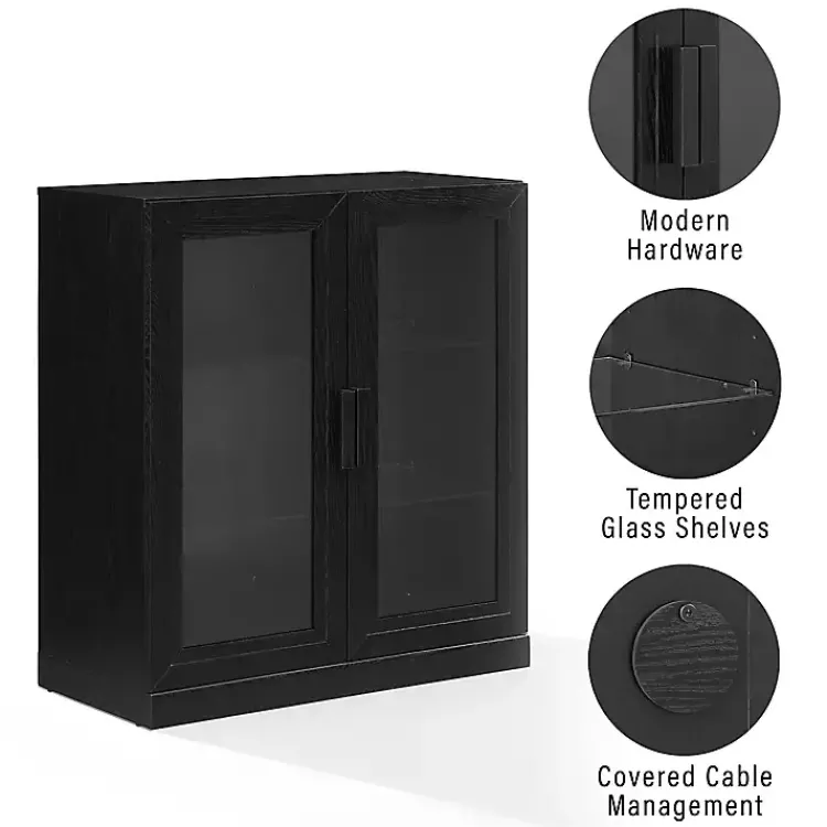 Kirklands Home Cabinets & Sideboards|Black Wood and Glass Stackable Storage Cabinet