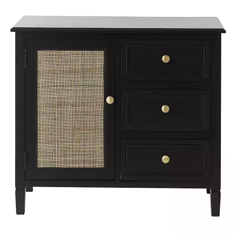 Kirklands Home Cabinets & Sideboards|Wood and Natural Rattan Cabinet Black