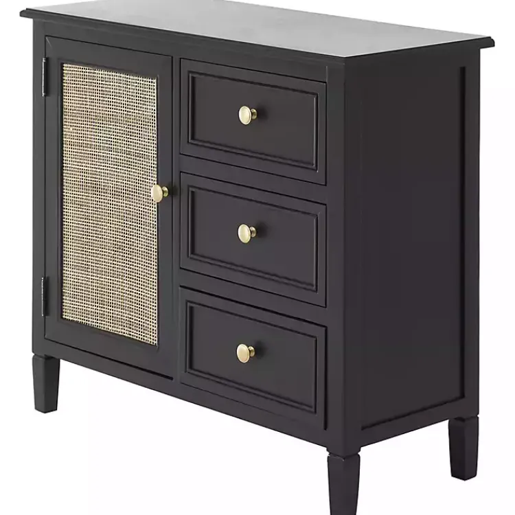 Kirklands Home Cabinets & Sideboards|Wood and Natural Rattan Cabinet Black