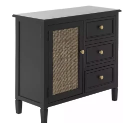 Kirklands Home Cabinets & Sideboards|Wood and Natural Rattan Cabinet Black