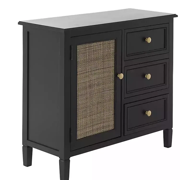 Kirklands Home Cabinets & Sideboards|Wood and Natural Rattan Cabinet Black