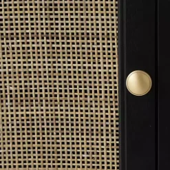 Kirklands Home Cabinets & Sideboards|Wood and Natural Rattan Cabinet Black