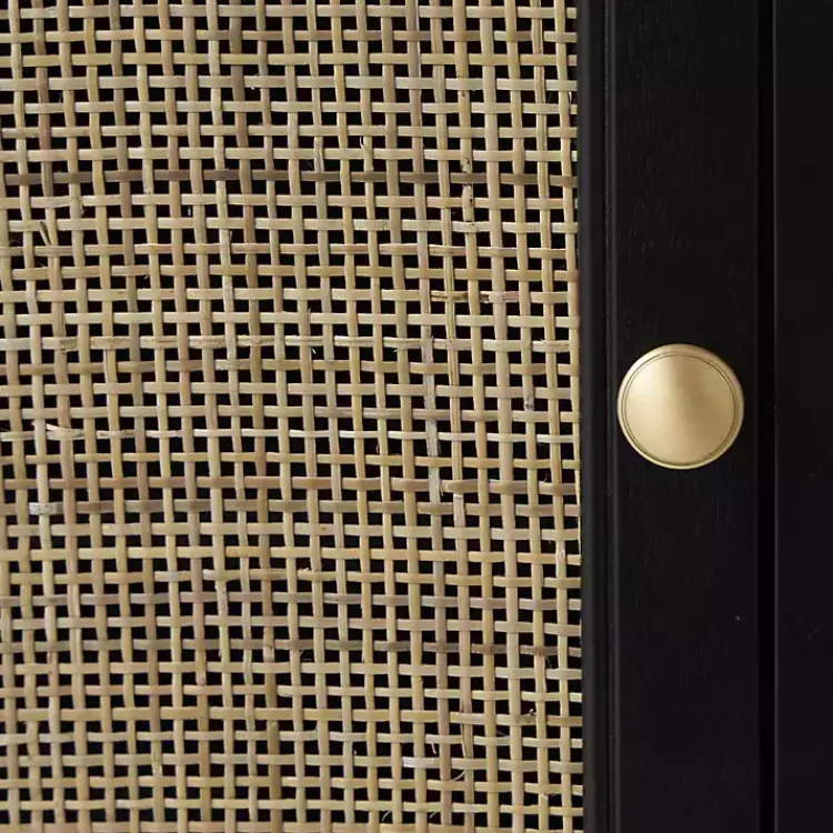 Kirklands Home Cabinets & Sideboards|Wood and Natural Rattan Cabinet Black