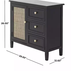 Kirklands Home Cabinets & Sideboards|Wood and Natural Rattan Cabinet Black