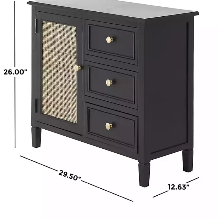 Kirklands Home Cabinets & Sideboards|Wood and Natural Rattan Cabinet Black