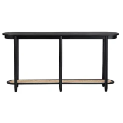 Kirklands Home Console Tables|Wood and Rattan Boho Console Table Black