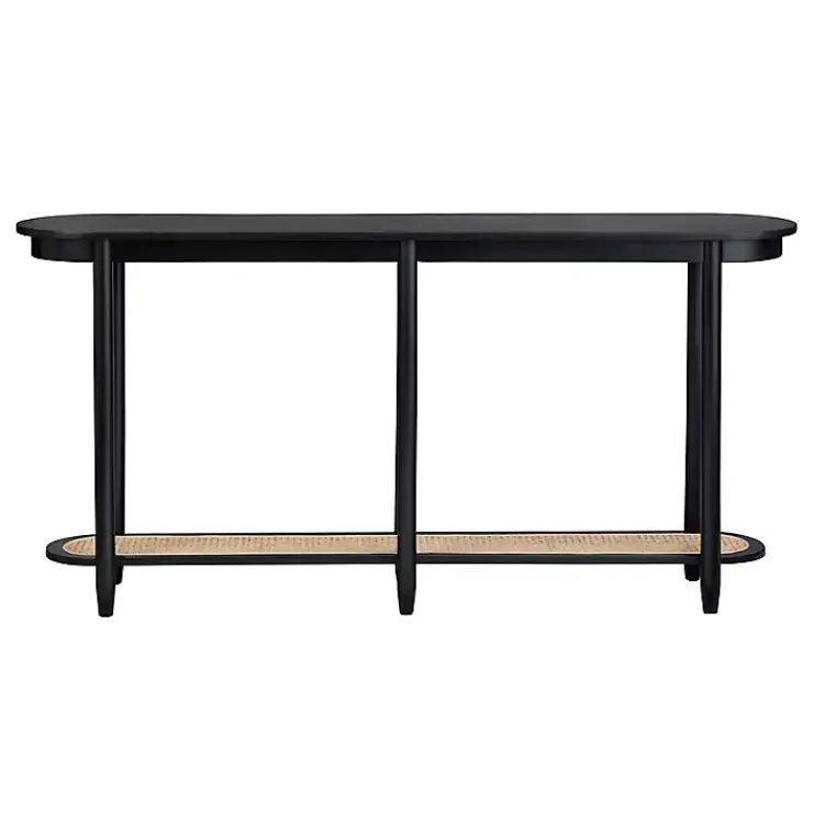 Kirklands Home Console Tables|Wood and Rattan Boho Console Table Black